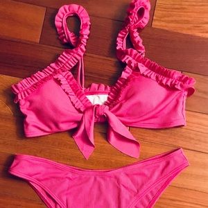 Pink ruffle bikini